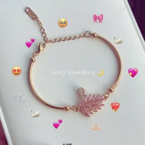 Luxury Rose Gold Crystal Swan Charm Adjustable Bracelet