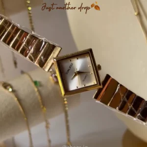 Vintage Squre Gold-Tone Bracelet Watch