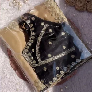 Royal Black Golden Heavy Embroidered Designer Blouse