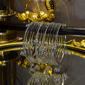 Silver Ghungroo Bangle Stack