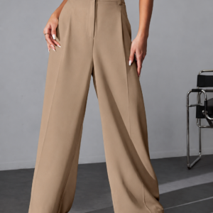 Beige Wide Leg Trousers