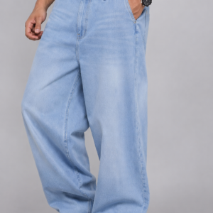 Men's Light Blue Wide-Leg Jeans
