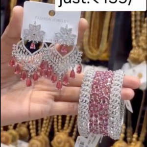 Mint Stone Jewelry Set (Earrings & Bangles)